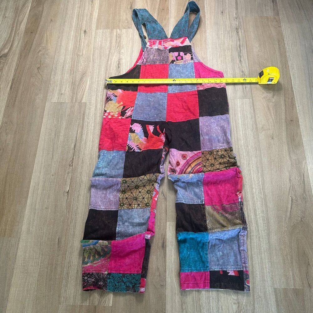 Nepal Boho Patchwork Overalls 2XL XXL 100% Cotton Hippie Granola Exotic - Picture 5 of 12